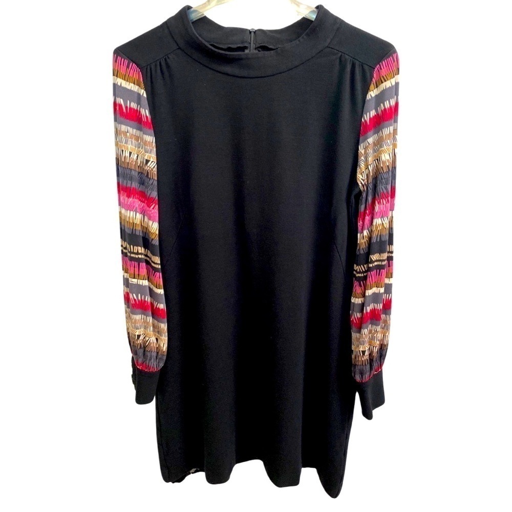 Trina Turk Black Long Striped Sleeve Dress Size 8